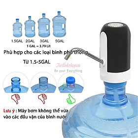 Máy vòi bơm nước điện tử tự động có sạc USB cho bình nước lọc hút nước thông minh có đèn led tiện lợi - JLVQ-738-BBRN