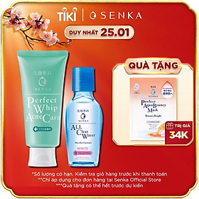 Combo Sữa rửa mặt dành cho da mụn Senka Perfect Whip Acne Care 100g + Nước tẩy trang Senka All Clear White 70ml
