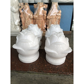 Mua Cặp búp sen trang trí mộ đá cẩm thạch trắng đế tròn - Cao 22 cm