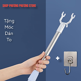 Mua Cây gậy / xào / lấy đồ phơi quần áo inox Cây lấy đồ trên cao Điều Chỉnh được thu gọn kéo dài ( tặng vỉ dán tường to )