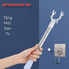 Cây gậy / xào / lấy đồ phơi quần áo inox Cây lấy đồ trên cao Điều Chỉnh được thu gọn kéo dài ( tặng vỉ dán tường to )