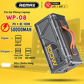 Mua Sạc dự phòng sạc siêu nhanh 100W Remax WP-08 50000mAh sạc laptop có đèn pin TypeC Out 100W/60W và USB 22.5W Hàng Chính Hãng