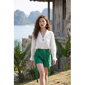 Quần Short Nữ Linen Xanh Lá Pan011 Thời trang Hity