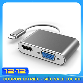Cáp chuyển đổi USB Type C sang HDMI và VGA (USB C to HDMI , VGA)