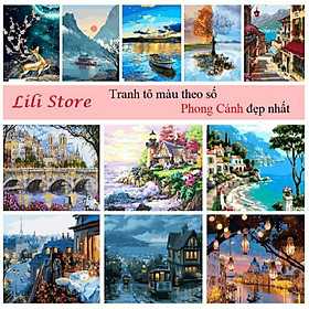 Mua Tranh sơn dầu số hóa tự tô DIY đã căng khung khổ 40x50cm mẫu tranh phong cảnh đẹp nhất