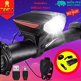 Đèn xe đạp thể thao dododios siêu sáng có còi pin sạc usb led T6 chống nước