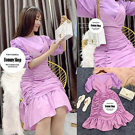 Sét áo voan tay phồng phối đầm 2 dây nhúng thân HÀNG THIẾT KẾ