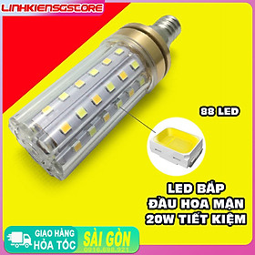 Bóng đèn led bắp trụ đầu hình hoa mận 20W ánh sáng VÀNG chuôi xoáy lớn E27 điện cầu thang trần nhà siêu sáng