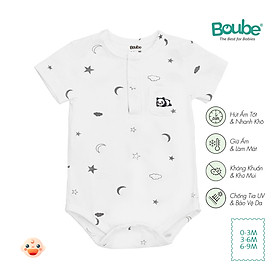 Bộ liền thân tam giác, bodychip ngắn tay họa tiết cho bé sơ sinh Boube, vải Cotton organic thoáng mát - Size 0-9M