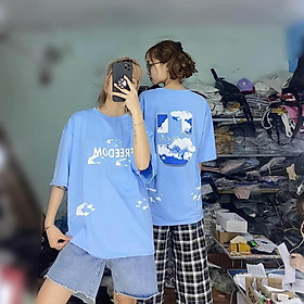 Áo Thun Tay Lỡ From Rộng Nam Nữ CHỮ U MÂY XANH Unisex Freesize cá tính, mặc đôi, mặc nhóm năng động [ ẢN