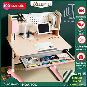 Mua Bàn học trẻ em ABC house chống gù chông cận có kệ sách thông minh gỗ tự nhiên cao cấp  nâng hạ điều chỉnh mặt bàn độ cao