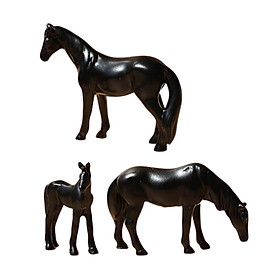 3Pcs Resin Small Horse Miniatures Figurines Micro Animal Statues for Desktop
