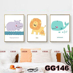 Mua Tranh treo tường canvas 3 bức phong cách hiện đại Bắc Âu 126  tranh anime trang trí phòng cho bé  phòng khách  phòng ngủ