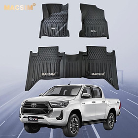 Thảm lót sàn xe ô tô Toyota Hilux 2020 - nay Nhãn hiệu Macsim 3W chất liệu nhựa TPE đúc khuôn cao cấp - màu đen