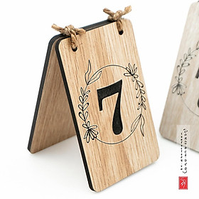 Thẻ số để bàn SAN-TS01: kệ số bàn, thẻ đánh số bàn khắc gỗ
