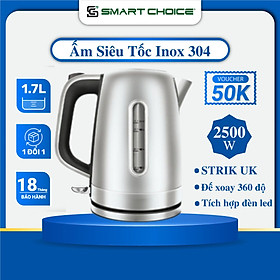 Mua Ấm Siêu Tốc SMARTCHOICE SCG-K003 Bộ Chỉnh Nhiệt STRIX UK  Ấm Đun Siêu Tốc 1.7L Inox 304 Cao Cấp  Công Suất 2500W Sôi Nhanh  Bền Đẹp  An Toàn  Bảo Hành 18 Tháng - HÀNG CHÍNH HÃNG