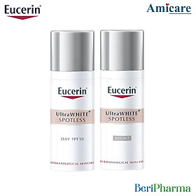 Combo Eucerin Ultrawhite + Spotless Kem Dưỡng Trắng Da Ngày Và Đêm Giảm Thâm Nám 50ml