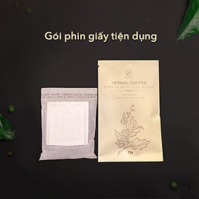 Cà phê nguyên chất rang mộc Herbal Coffee Herbio - kết hợp thảo dược giúp tỉnh táo , tuần hoàn máu não - 15 phin túi lọc x 15g