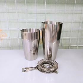 Bộ Shaker Inox 2 mảnh 600ml-800ml và chặn đá inox loại ngắn