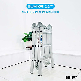 Mua Thang nhôm gấp 4 đoạn SUMIKA SK603 (chữ A - 1.7m  chữ I - 3.4m)  14 tư thế sử dụng  tải trọng 150kg  làm từ hợp kim nhôm cao cấp  khóa chốt cao cấp và tự động  có đế cao su chống trượt