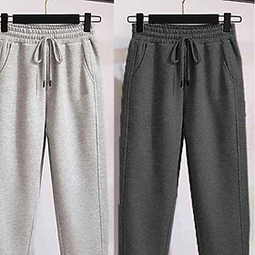 Quần jogger nữ ống rộng unisex Trơn màu đen xám cạp cao- Quần jogger mặc đi chơi đi dạo phố-C045