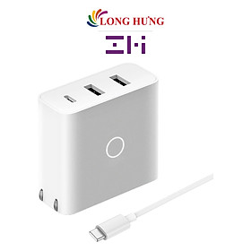 Combo sạc đa cổng ZMI 2USB 1Type-C 65W 2A + Cáp Type-C to Type-C 1.5m HA832 - Hàng chính hãng