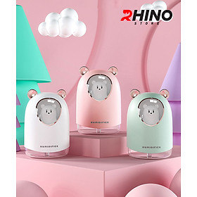 Máy phun sương tạo ẩm Rhino H904 dung tích 300ml, nhỏ gọn, không gây tiếng ồn, tích hợp đèn ngủ RGB nhiều màu - Hàng chính hãng