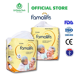 COMBO 2 Gói Bỉm tã dán người lớn FAMOLIFE Cao Cấp mềm mại, thấm hút, chuẩn chất lượng Châu Âu Size M10/L10 - Gói 10 Miếng