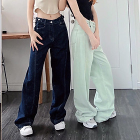Quần bò nữ dáng suông đường chỉ trước q238420 by germe