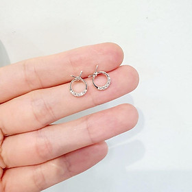 Khuyên tai bạc nữ tròn thắt nơ