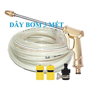 ️ Bộ dây vòi xịt nước rửa xe, tưới cây , tăng áp 3 lần,loại 3m,5m 206701-3 đầu đồng,cút nối nhựa đen
