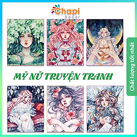 Mua Tranh tô màu theo số Mỹ Nữ  Nàng Thơ size 40x50cm đẵ căng khung