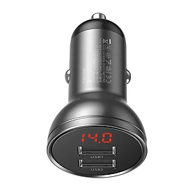 Mua Tẩu sạc trê ô tô  24W 2 cổng USB đèn LED hiển thị dòng màu ngẫu nhiên Baseus VCBXA - Hàng chính hãng