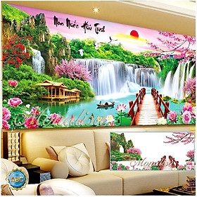 Mua FreeShip từ 250K-Tranh đính đá Non Nước Hữu Tình Y8264 KT: 130cm x 60cm
