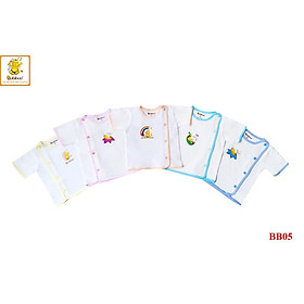 COMBO 5 Áo sơ sinh bác sĩ viền màu in hình tay ngắn cotton BABIBOO - BB05