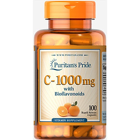 Viên Uống Tăng Sức Đề Kháng Làm Đẹp Da Puritan'S Pride Vitamin C -1000Mg With Bioflavonoids &Amp; Rose Hips (100 Viên)