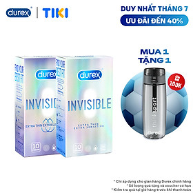 Combo Bao cao su Durex Invisible Extra Thin Extra Lubricated 10 Bao và Extra Sensitive 10 Bao