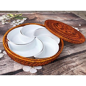 Bộ khay mứt Tết trăng khuyết sứ