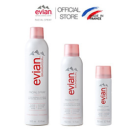 Combo 3 xịt khoáng cấp ẩm và làm dịu da Evian 300ml + 150ml + 50ml