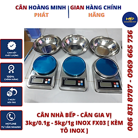 Cân điện tử mini nhà bếp INOX FX03 để bàn 3kg/0.1g - 5kg/1g (cân tiểu ly - cân gia vị). Tiện lợi phù hợp gia đình và kinh doanh nhỏ [ CÂN HOÀNG MINH PHÁT