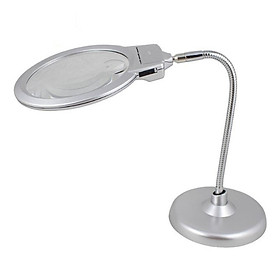 Kính lúp để bàn có đèn hỗ trợ chiếu sáng (Tặng kèm miếng thép đa năng 11in1) - Đế tròn