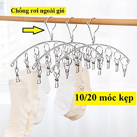 Mua MÓC TREO PHƠI QUẦN ÁO INOX CHỐNG RƠI 10 KẸP CỐ ĐỊNH - Treo đồ nhà tắm  khăn tay  tất vớ  đồ lót