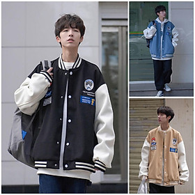 Áo Bomber Fom Nam Nữ Nỉ Phối Tay Họa Tiết Hoạt Hình Cậu Bé 3 Màu Siêu Hot - Dáng Rộng Fom Thụng Hot Trend 2021, Áo khoác cargigan Nỉ, Áo bomber Cardigan cài nút Cotton cao cấp trần bông dày mịn form Unisex nam nữ 45-65kg