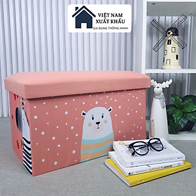 Mua Ghế ngồi sofa kiêm hộp đựng đồ cho trẻ em hàng VNKK khung gỗ cứng cáp  họa tiết đáng yêu 51x31xcao31cm