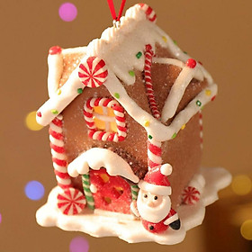 Nhà Giáng sinh Gingerbread House Miniature Trang trí nhà Giáng sinh cho phép Ngôi nhà nến Trang trí lơ lửng 3 cái