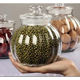 lọ thủy tinh hình quả bí nắp thủy tinh có doăng kín cao cấp