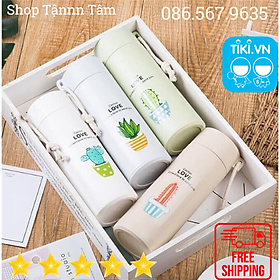 Mua Bình Giữ Nhiệt In Hình Xương Rồng 450ml Lõi Thủy Tinh Bọc Và Nhựa Lúa Mạch Có Dây Sách Tiện Dụng  Bình Giữ Nhiệt