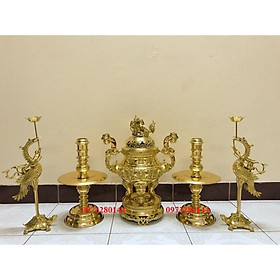 Mua Bộ đỉnh thờ bằng đồng vàng trơn cao 45cm