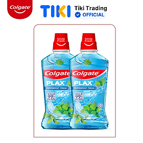 Bộ đôi nước súc miệng Colgate diệt 99% vi khuẩn Plax bạc hà 500ml/chai