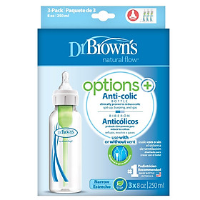 Bộ 3 Bình Sữa Nhựa PP Cổ Thường Options Dr.Brown's 83005 (250ml)